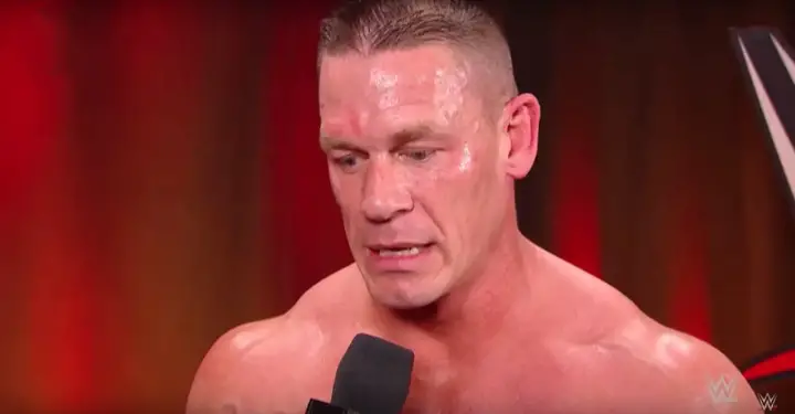 Interesting things about John Cena. Photo showing Cena explaining his embarrassing moment.