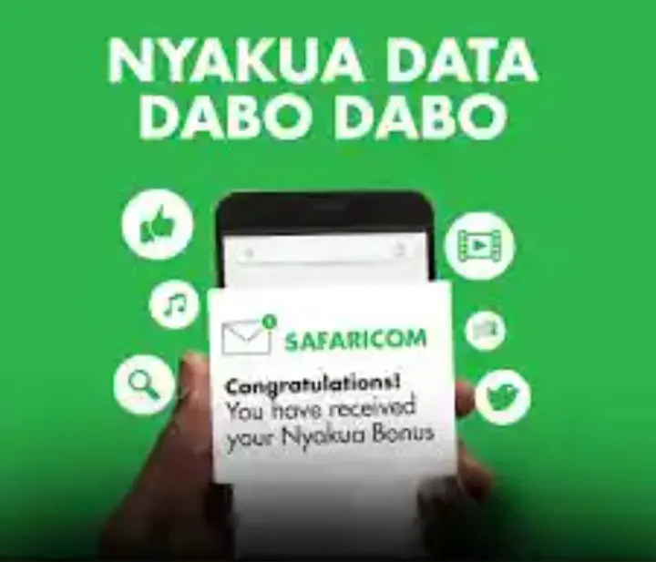 How to get free internet bundles in Kenya. Image showing nyakua free bundles advertisement.