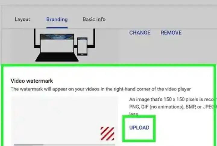 How to add subscriber button on YouTube. Image showing Branding.
